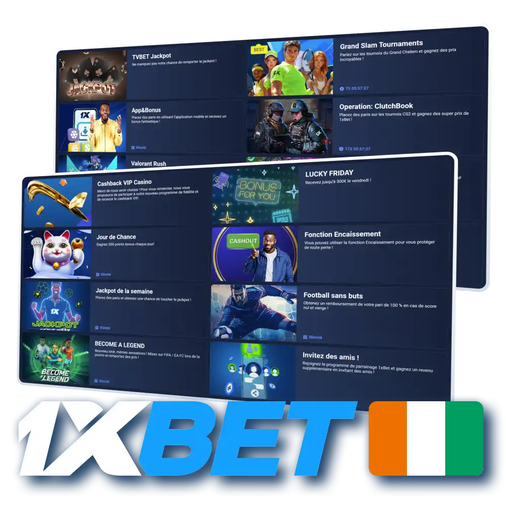 Recevez votre bonus de bienvenue et gagnez à 1xBet.