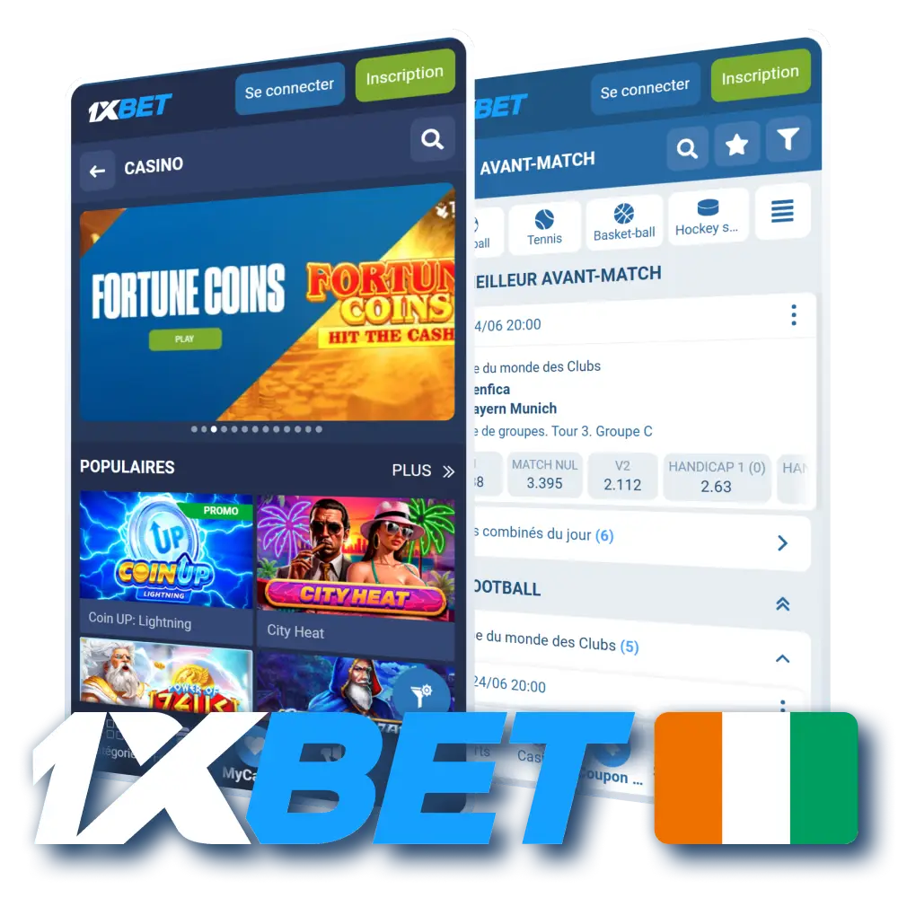 Téléchargez l'application officielle iOS ou Android sur 1xBet au Côte d'Ivoire.