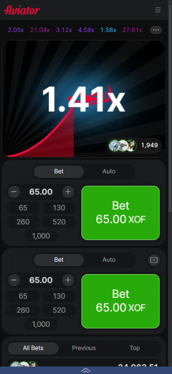 Commencez à parier et à jouer à Aviator avec 1xBet.