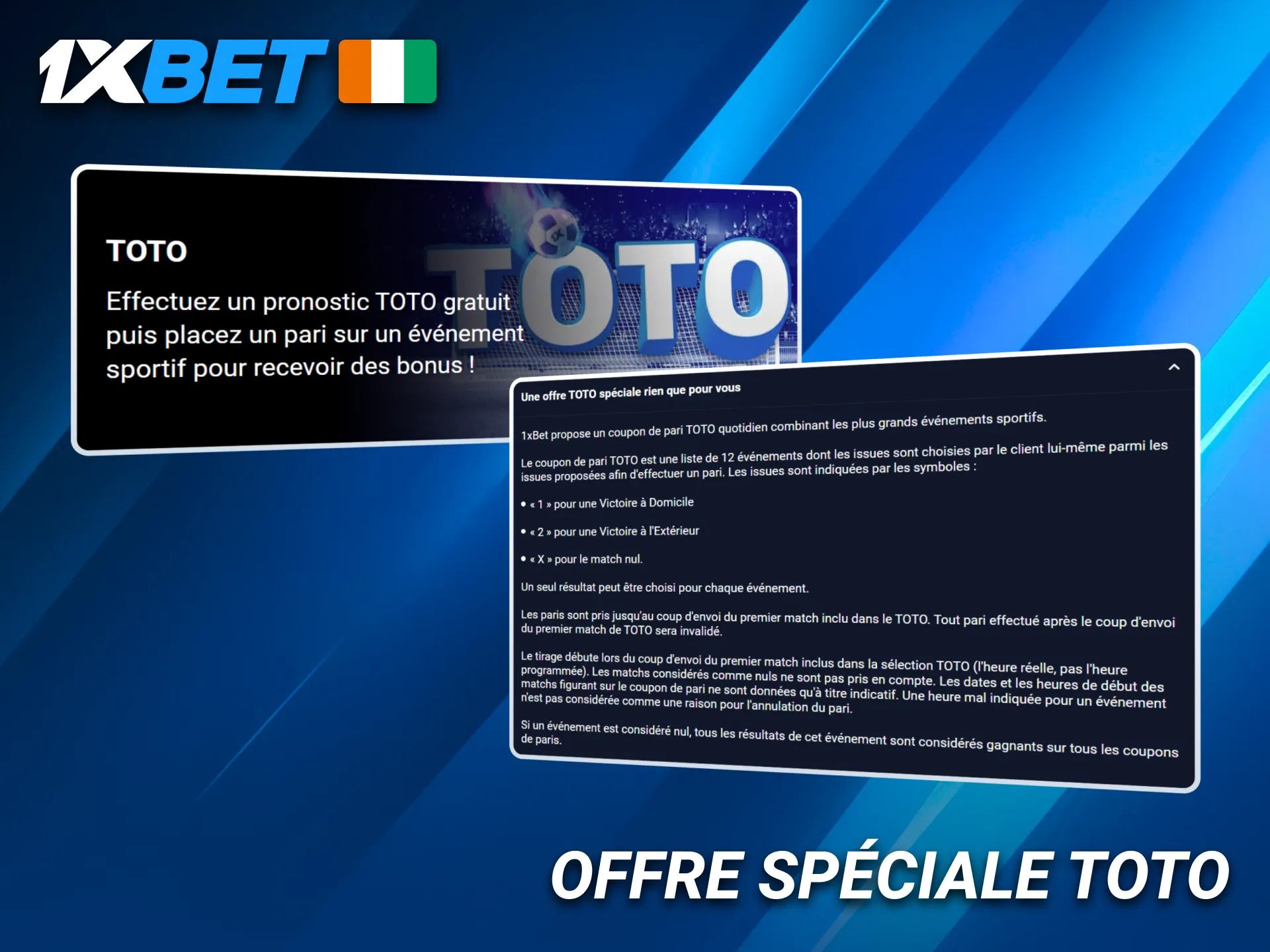 Tentez votre chance avec l’offre spéciale TOTO sur 1xBet.