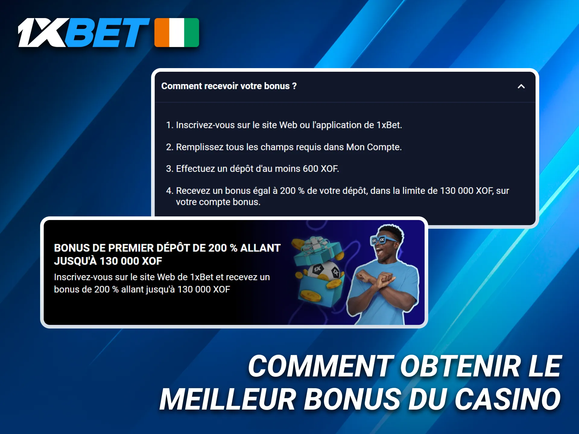 Obtenez le meilleur bonus casino 1xBet.