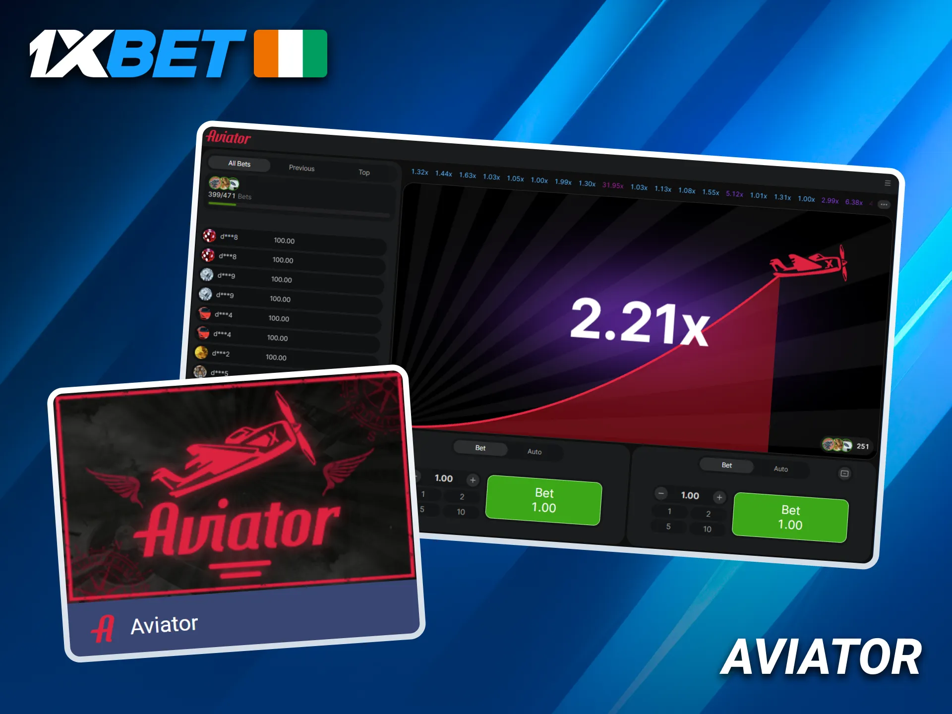 Vivez l’action du jeu Aviator sur 1xBet.