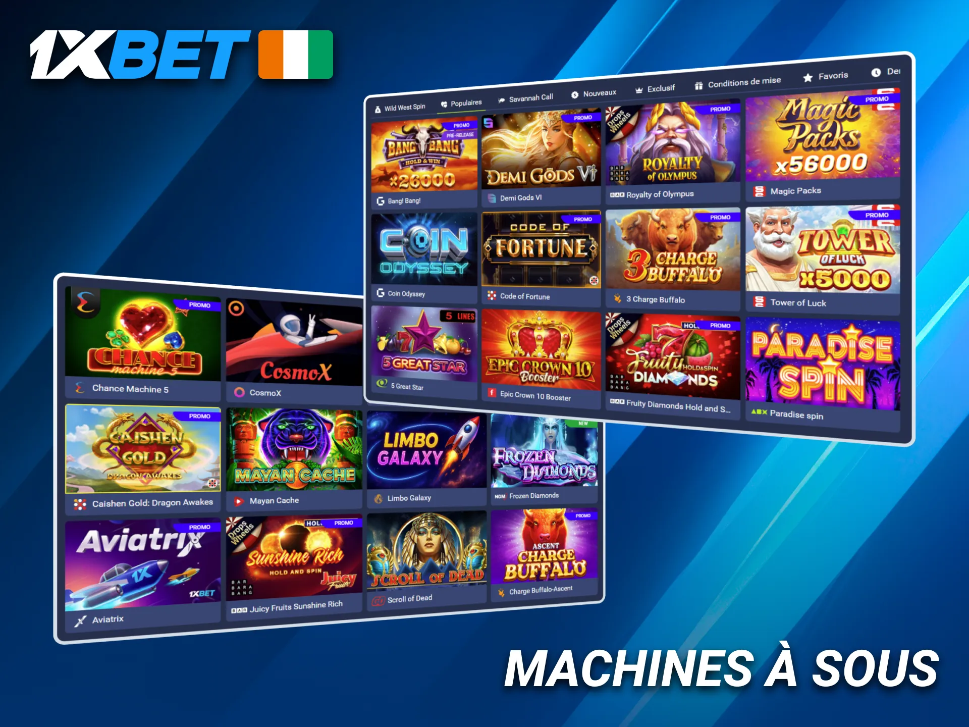 Machines à sous 1xBet pour joueurs de Côte d’Ivoire.