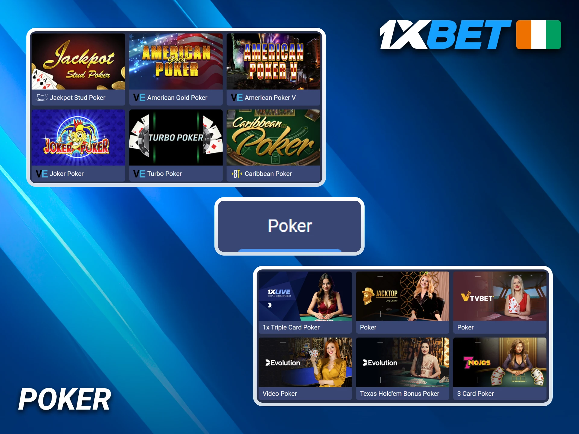 Jouez au poker sur 1xBet.