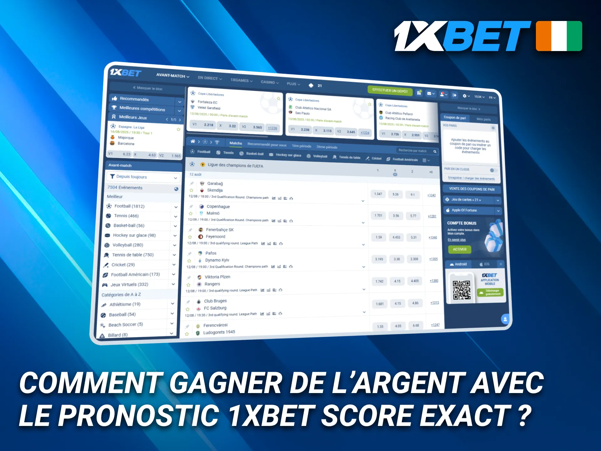 Gagnez avec les prévisions de score correct 1xBet.