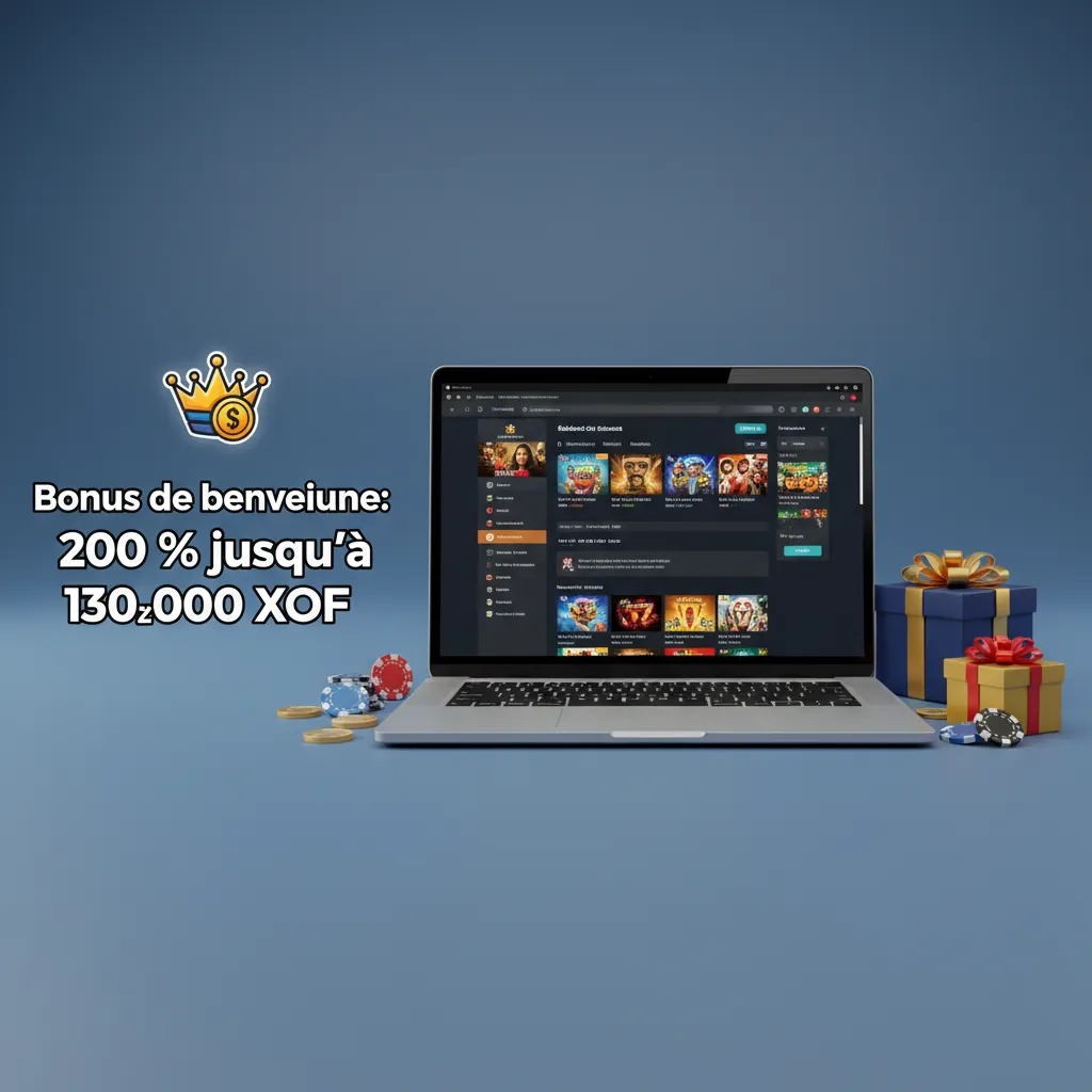 Bannière promo: Bonus de bienvenue 200 % jusqu’à 130 000 XOF pour le casino en direct, conditions et durée limitées.