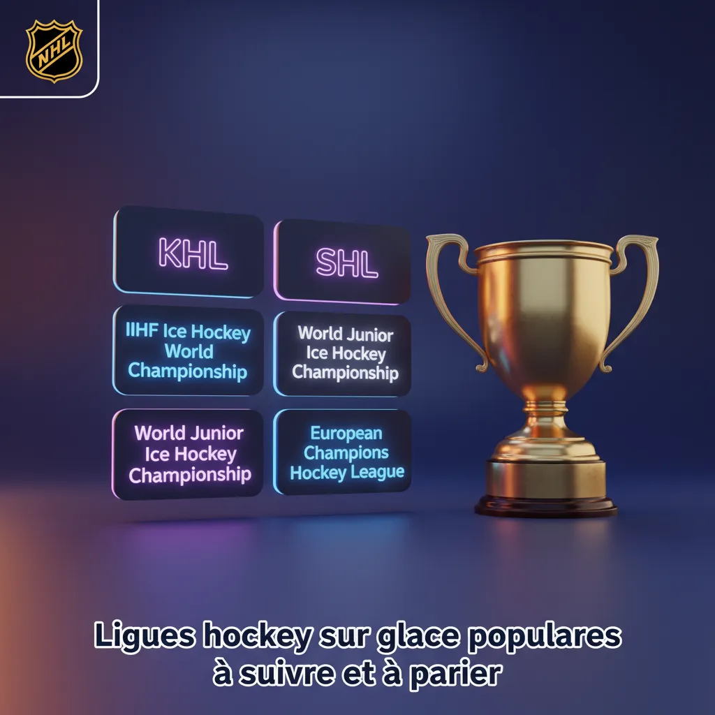 Liste des ligues de hockey sur glace à suivre et à parier: NHL, KHL, SHL, Liiga, National League, DEL, CHL, IIHF.