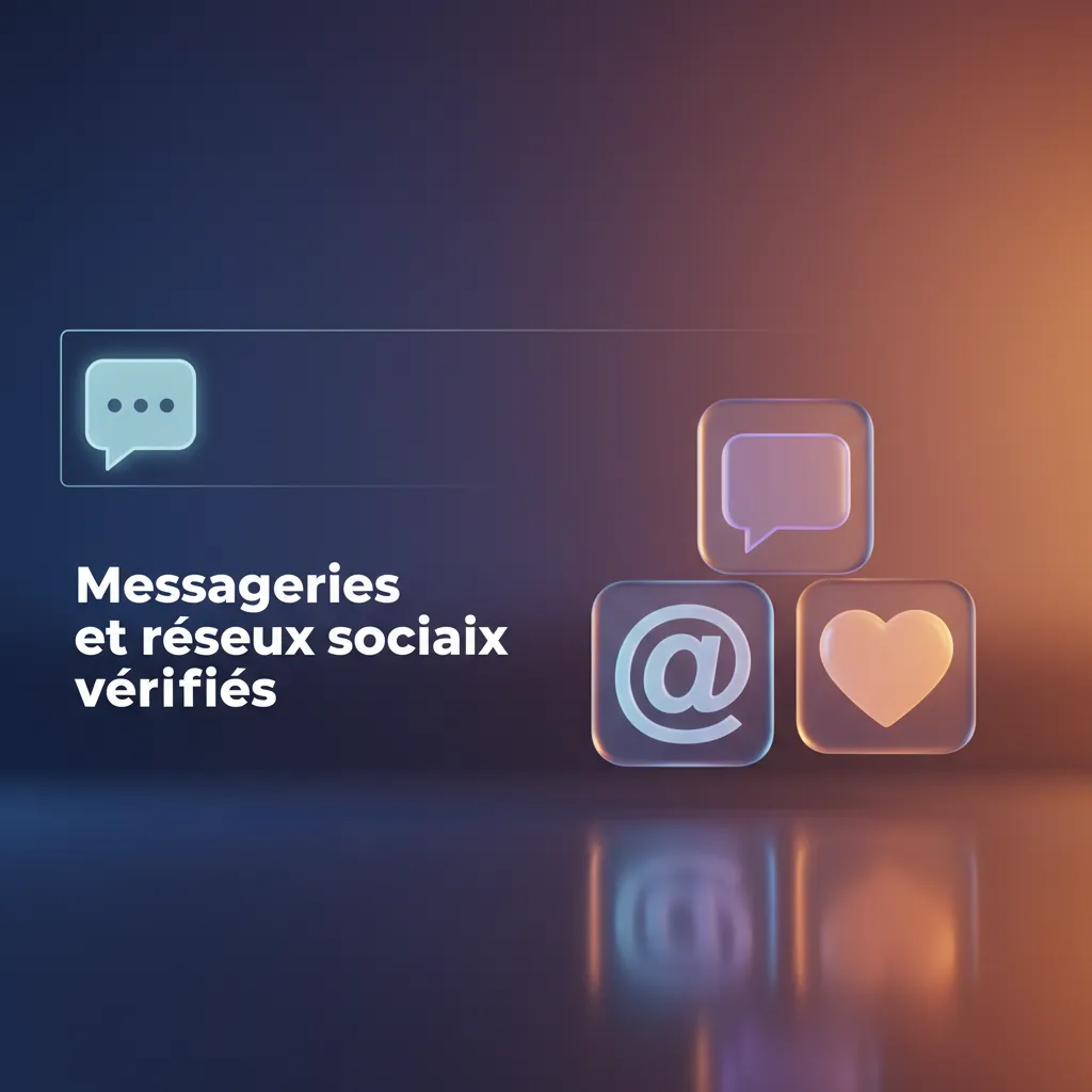 Icônes WhatsApp, Telegram, Messenger et X avec badge vérifié; mises à jour rapides; ne partagez jamais mot de passe/2FA.