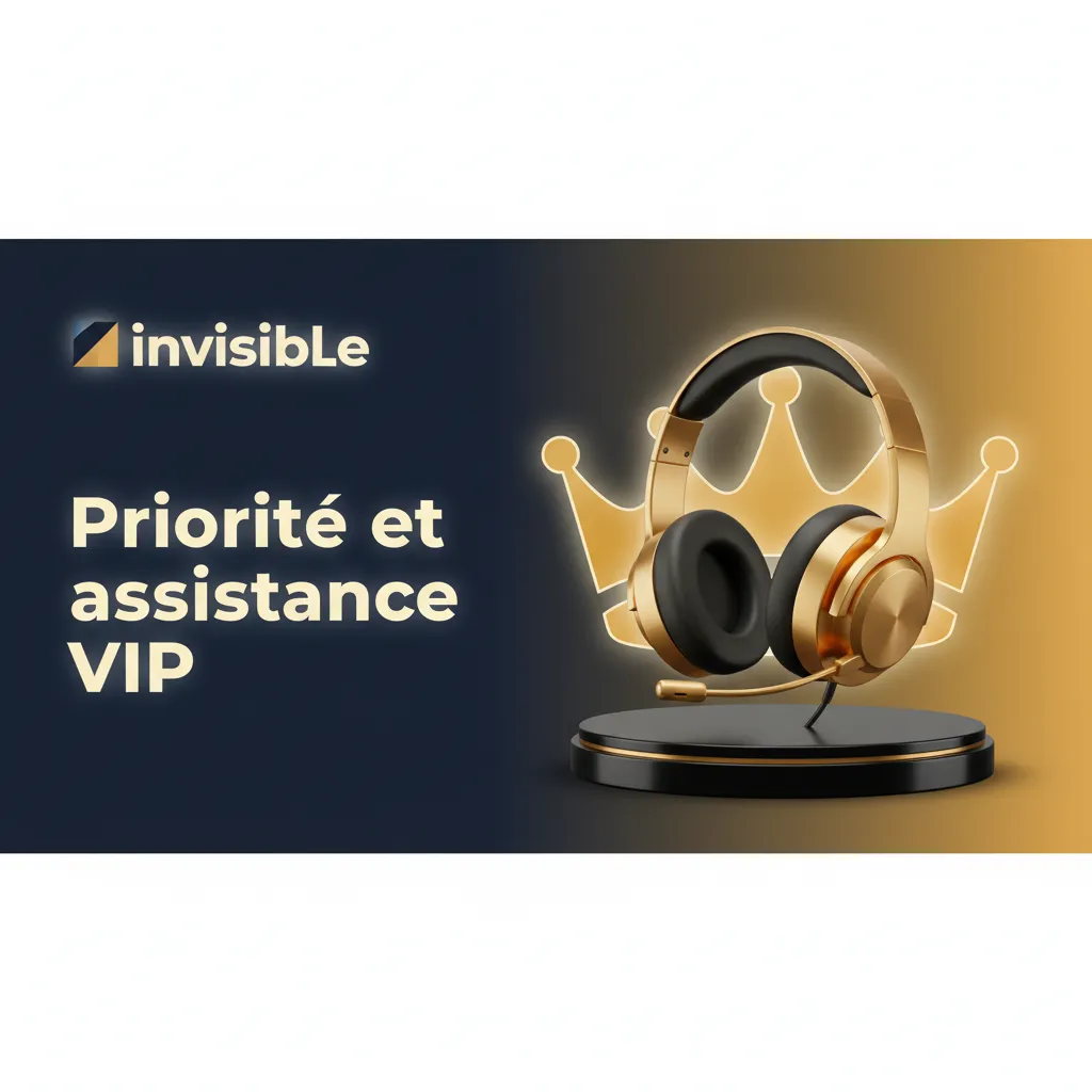 Icône VIP dorée avec casque d’assistance et chronomètre, illustrant support prioritaire et suivi dédié pour joueurs VIP.