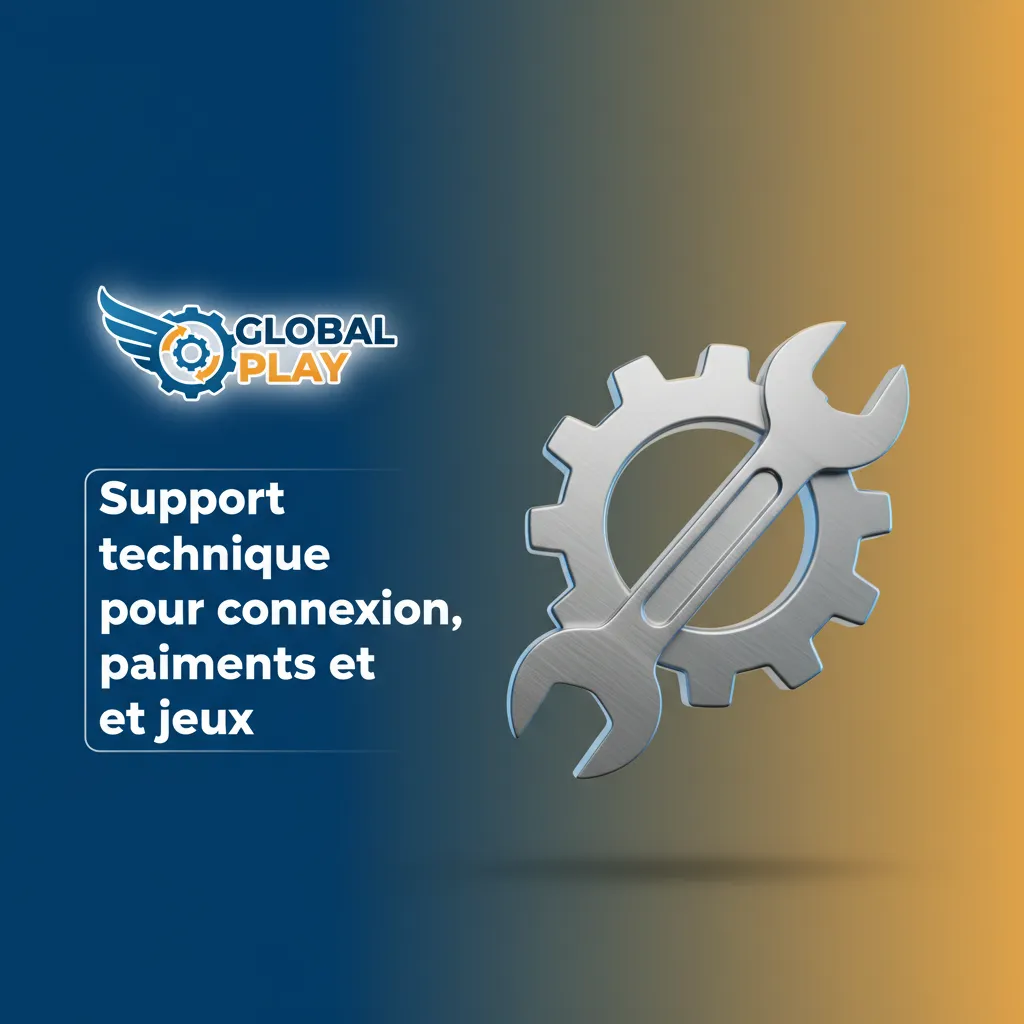 Illustration du support technique: chat, email et téléphone pour connexion, paiements et jeux; ticket et délais affichés